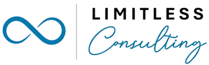 Limitless Consulting logo with blue infinity symbol